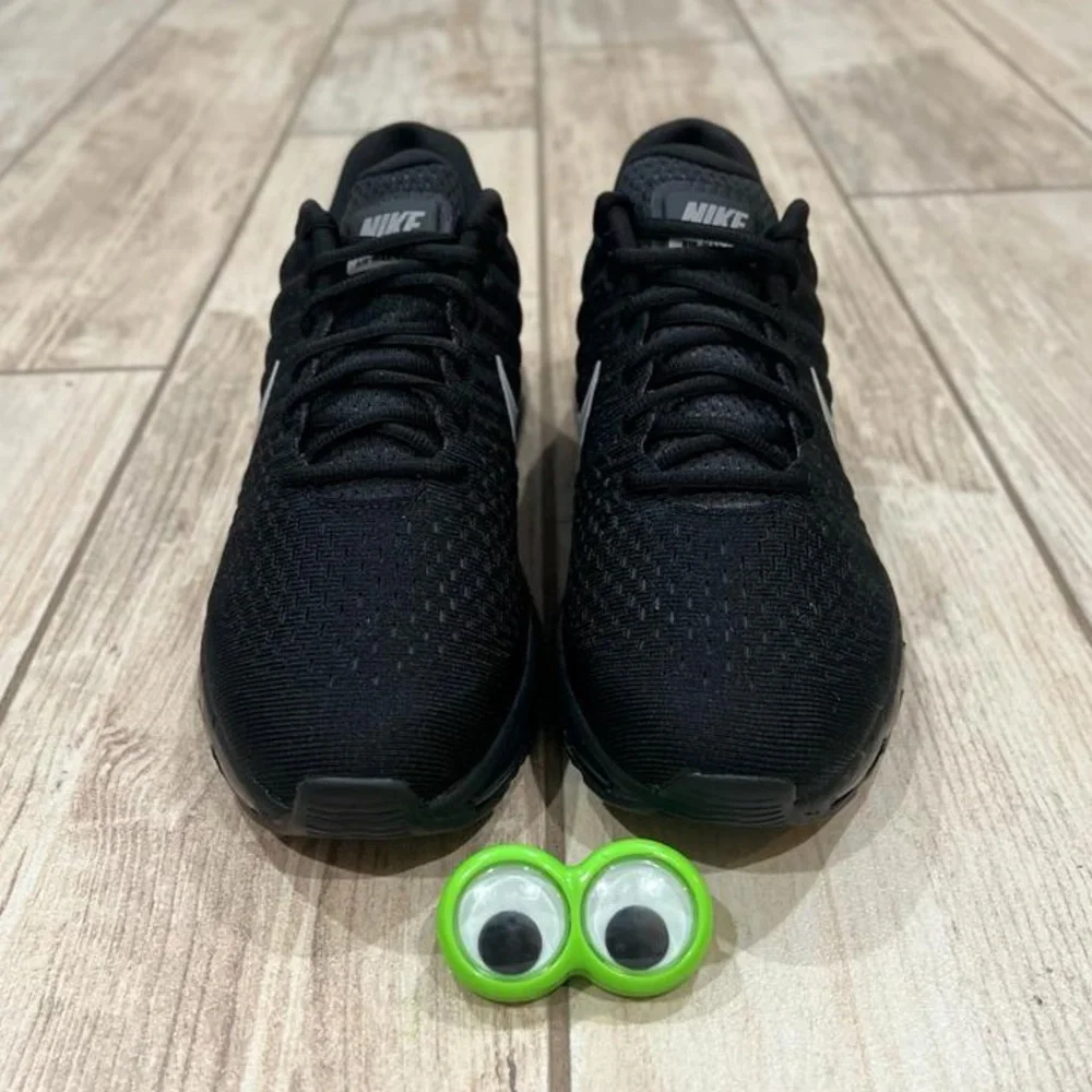 🔥NEW Nike Air Max 2017 Running Triple Black Reflective White Shoes Men’s - Picture 4 of 8
